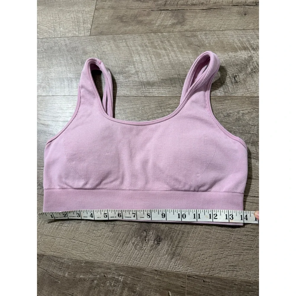 Ribbed Seamless Padded Sports Bra Lilac Purple Large XL